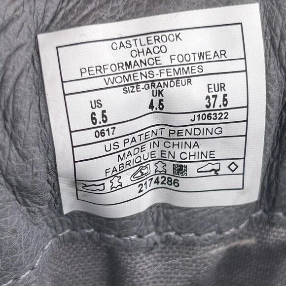 Chaco Castlerock Ladie Hiking Ankle Boot US 6.5 Gray Lace Up Waterproof Booties - Picture 10 of 10